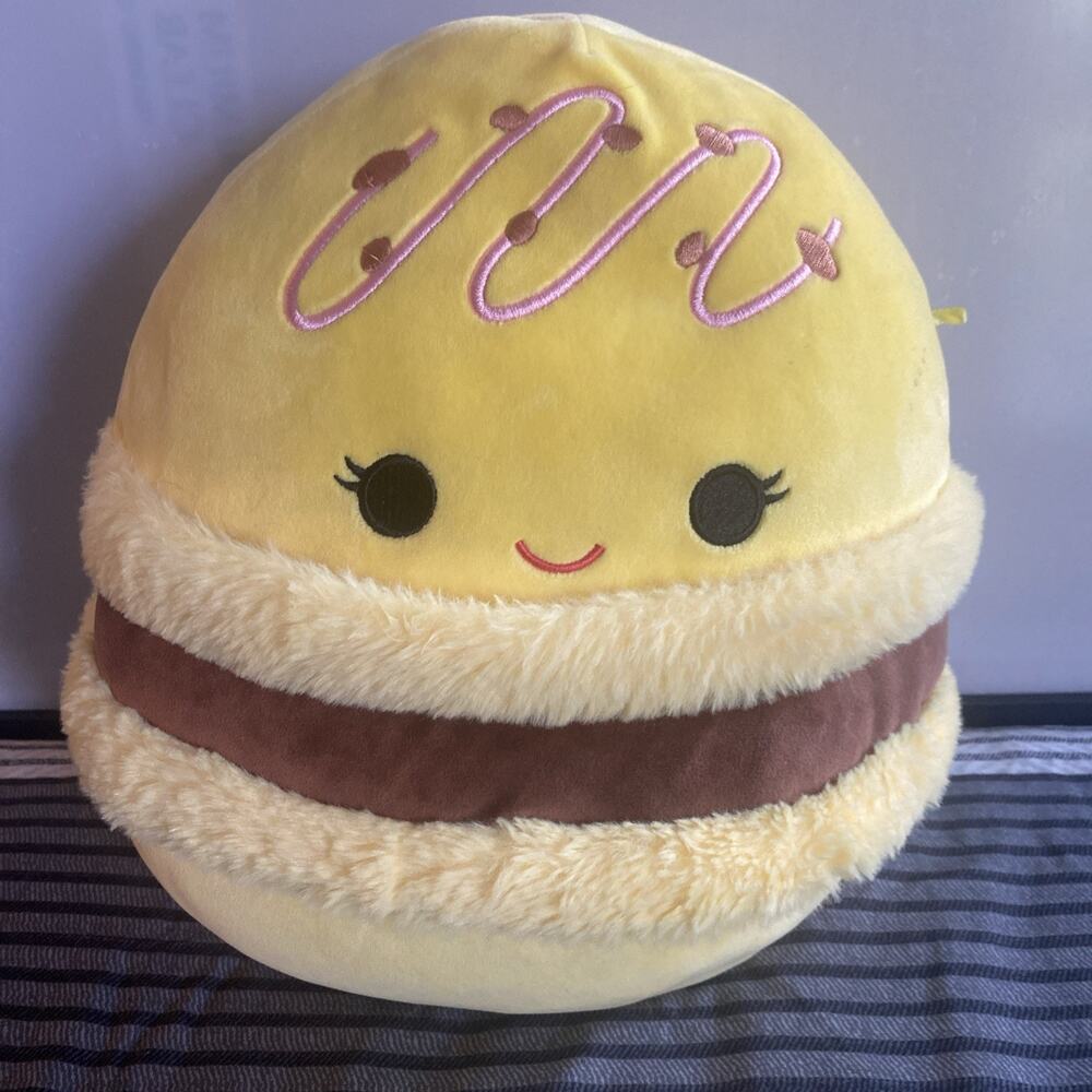 Squishmallow Kellytoy Visconti The Lemon & Chocolate Macaron 12" Stuffed Plush